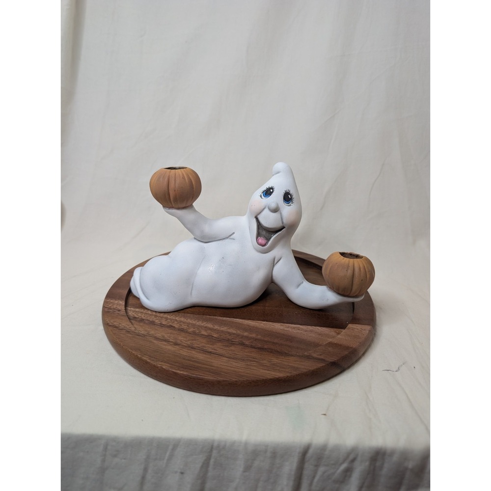 Vintage Halloween Ceramic Laying Ghost Candle Holder‎ Holiday Figurine